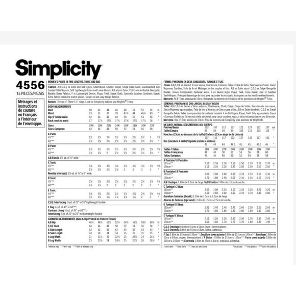 Simplicity 4556 Khaliah Ali Sewing Pattern Womens Tunic Pants Bag Sizes 26W-32W - Picture 2 of 3